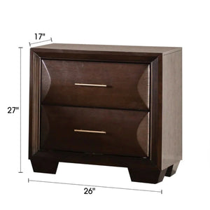 English Elm Transitional Solid Wood Nightstand with Dovetail Drawers and Felt Lining for Bedroom Espresso B2741P435296