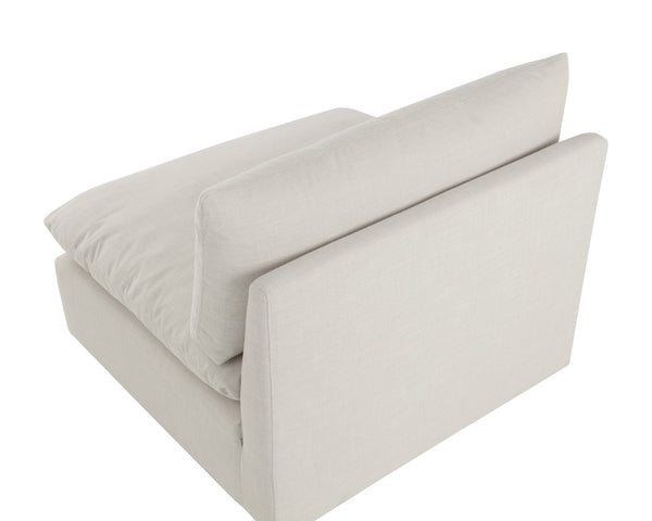 Sunpan Reve Modular - Luxurious Pillowy Softness Armchair In Effie Linen For Modern Spaces & Style Cream Fabric 111768