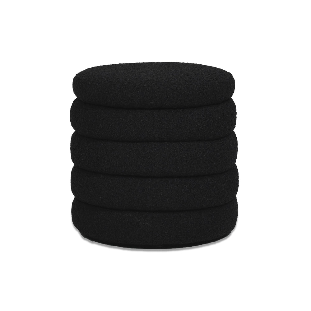 English Elm Jennifer Taylor Home - Fuji Oversized Round Storage Ottoman with Bouclé Upholstery, Kiln-Dried Birch Frame & Hidden Compartment Black B2719P238417