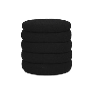 English Elm Jennifer Taylor Home - Fuji Oversized Round Storage Ottoman with Bouclé Upholstery, Kiln-Dried Birch Frame & Hidden Compartment Black B2719P238417