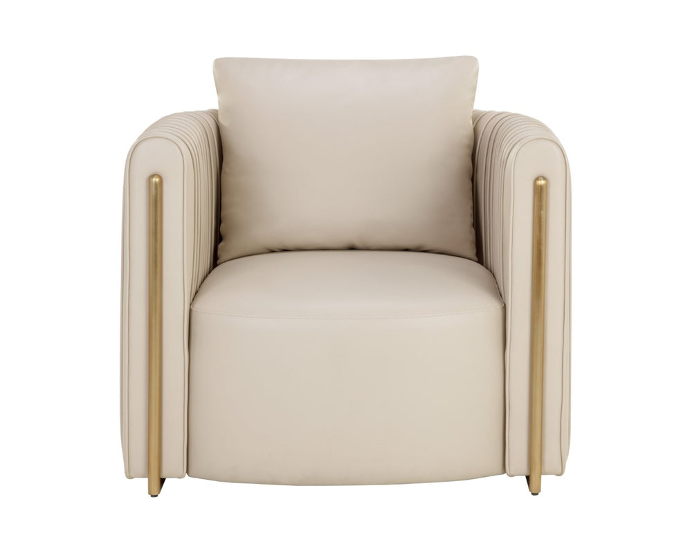 Sunpan ALIX Lounge Chair - Luxurious Napa Beige Faux Leather with Gold Accents for Stylish Comfort 111517