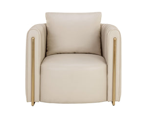 Sunpan ALIX Lounge Chair - Luxurious Napa Beige Faux Leather with Gold Accents for Stylish Comfort 111517