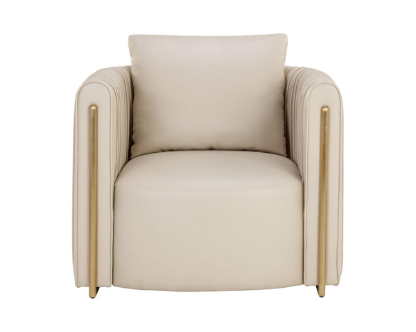 Sunpan ALIX Lounge Chair - Luxurious Napa Beige Faux Leather with Gold Accents for Stylish Comfort 111517