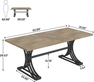 English Elm Roomy 62 Inch Executive Desk with Golden Metal Legs for Home Office Study T3971P458446