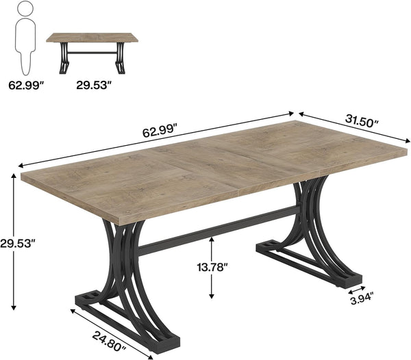 English Elm Roomy 62 Inch Executive Desk with Golden Metal Legs for Home Office Study T3971P458446