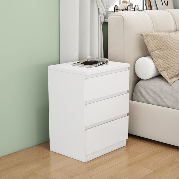 English Elm 19.7-inch Matte Finish Nightstand with Touch Release Drawers for Minimalist Bedrooms White W3151P407888