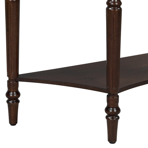 English Elm Trexm Farmhouse Half Moon Entryway Console with Drawer Open Shelf Pine Legs Espresso N715P383795P