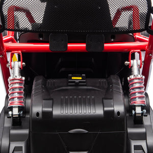 English Elm 24v Dual Motor Kids Go Kart with Drift Mode Roll Cage and Rear Suspension Ages 6 to 12 Red W1578P454055