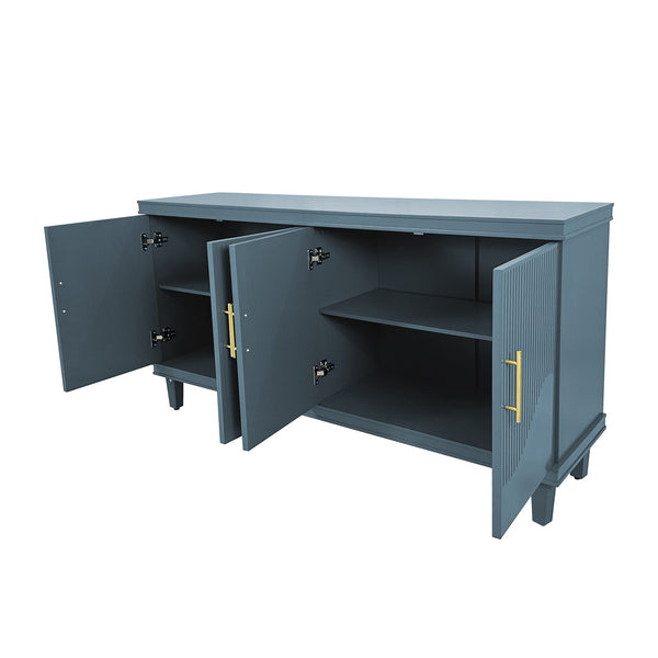English Elm 59.84 Solid Wood 4-Door Cabinet Olive Green – 59.84"L Storage Buffet with 330lb Top, Stylish Durable Design W757P183287