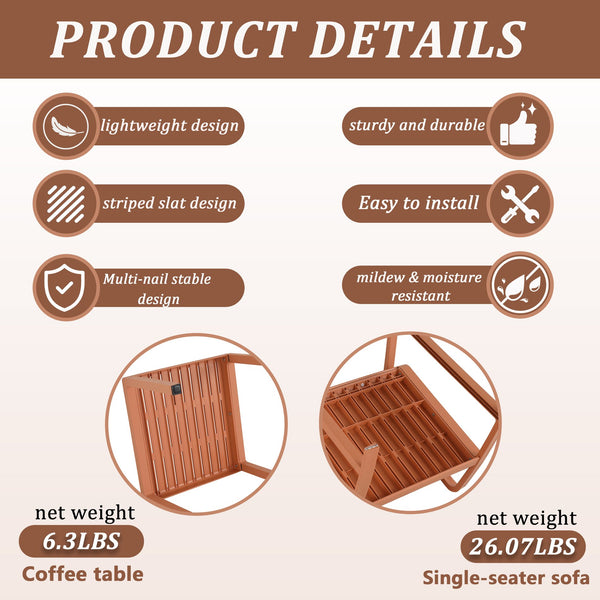 English Elm 2-Piece Indoor/Outdoor Furniture Set - Stylish & Weatherproof Chair With Coffee Table For Cozy Spaces W3450P323301