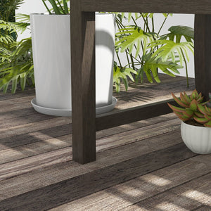 English Elm Outsunny 46" Two-Seater Outdoor Garden Bench - Stylish Metal Frame With Wood-Look For Patios & Yards W2225P174082-GIGA