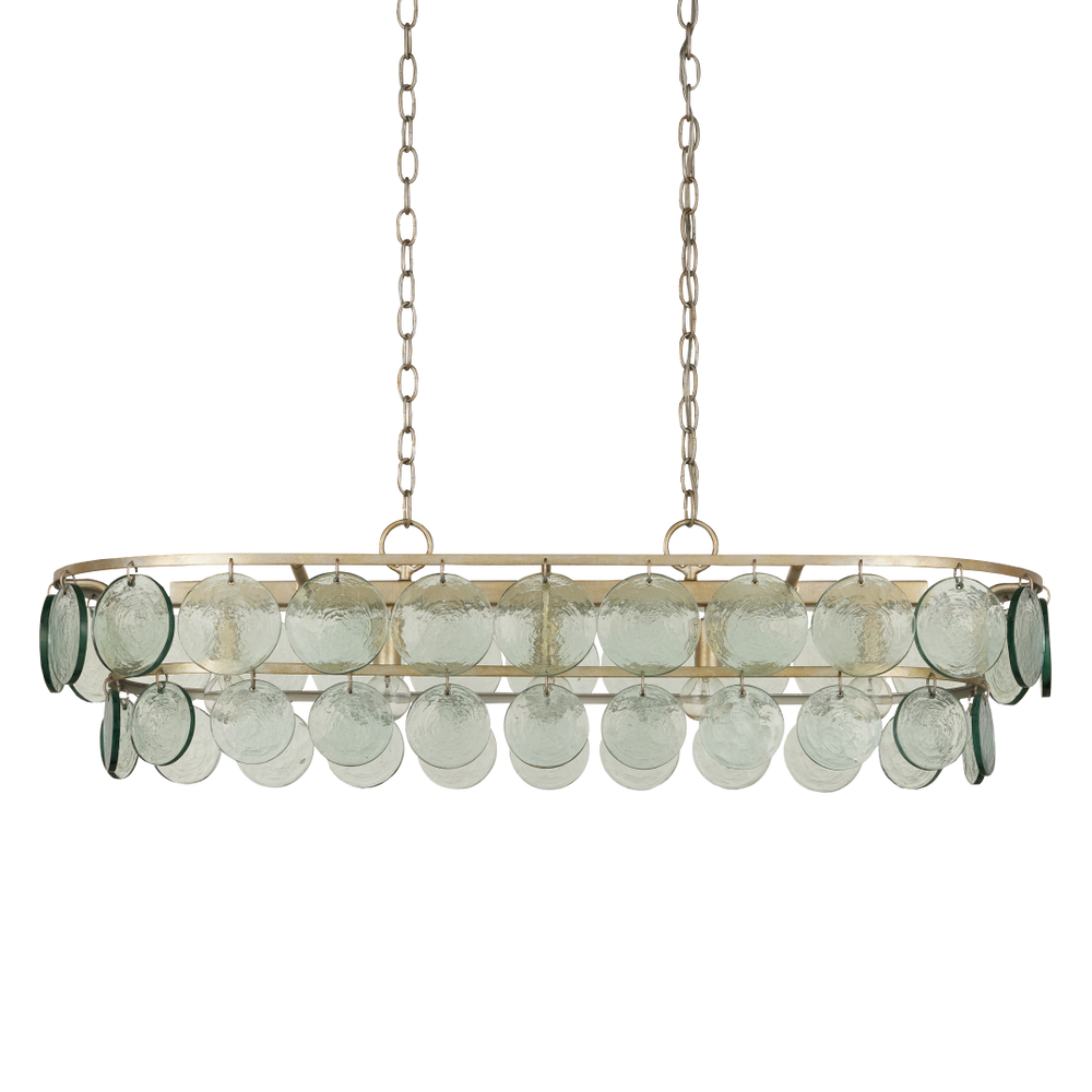 Settat Chandelier - Contemporary Silver Leaf Design with Recycled Glass Discs for Elegant Spaces