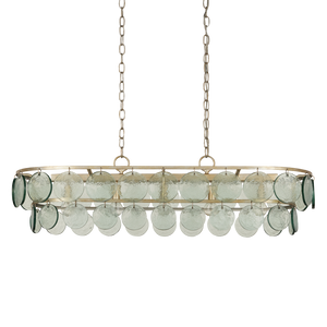 Settat Chandelier - Contemporary Silver Leaf Design with Recycled Glass Discs for Elegant Spaces