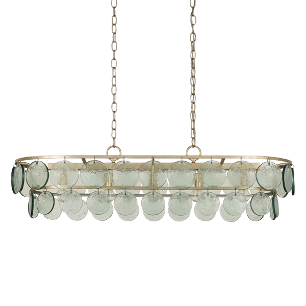 Settat Chandelier - Contemporary Silver Leaf Design with Recycled Glass Discs for Elegant Spaces