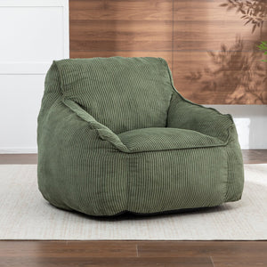 English Elm Giant Corduroy Bean Bag Sofa with Armrests Foam Filled Cozy Adult Lounge Chair Green W2200P442802