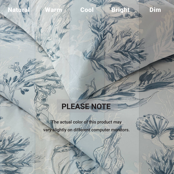 JLA Home Harbor House - 100% Cotton Sateen Duvet Cover Set with 300TC, OEKO‑TEX Certified, Shell Buttons & Corner Ties Navy/Blue HHD12-1954