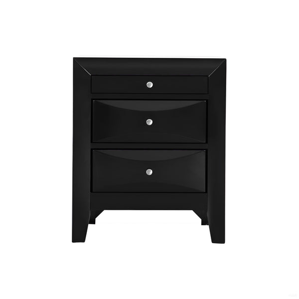 English Elm Elegant Compact Nightstand with Open Shelf, Durable Particle Board Construction, Easy Assembly Guide Included for Modern Bedroom Storage and Style Black 32 L x 25 W x 19 H B078112179