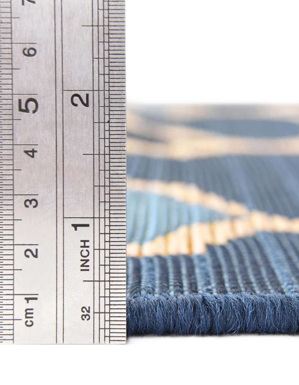 Unique Loom Outdoor Trellis Eden Trellis Machine Made Plaid Rug Blue, Beige/Navy Blue 8' 0" x 8' 0"