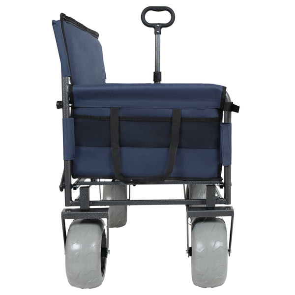 English Elm 3-in-1 Folding Utility Wagon Converts to Bench Seat with All-terrain Balloon Tires Dark Blue W2932P312718