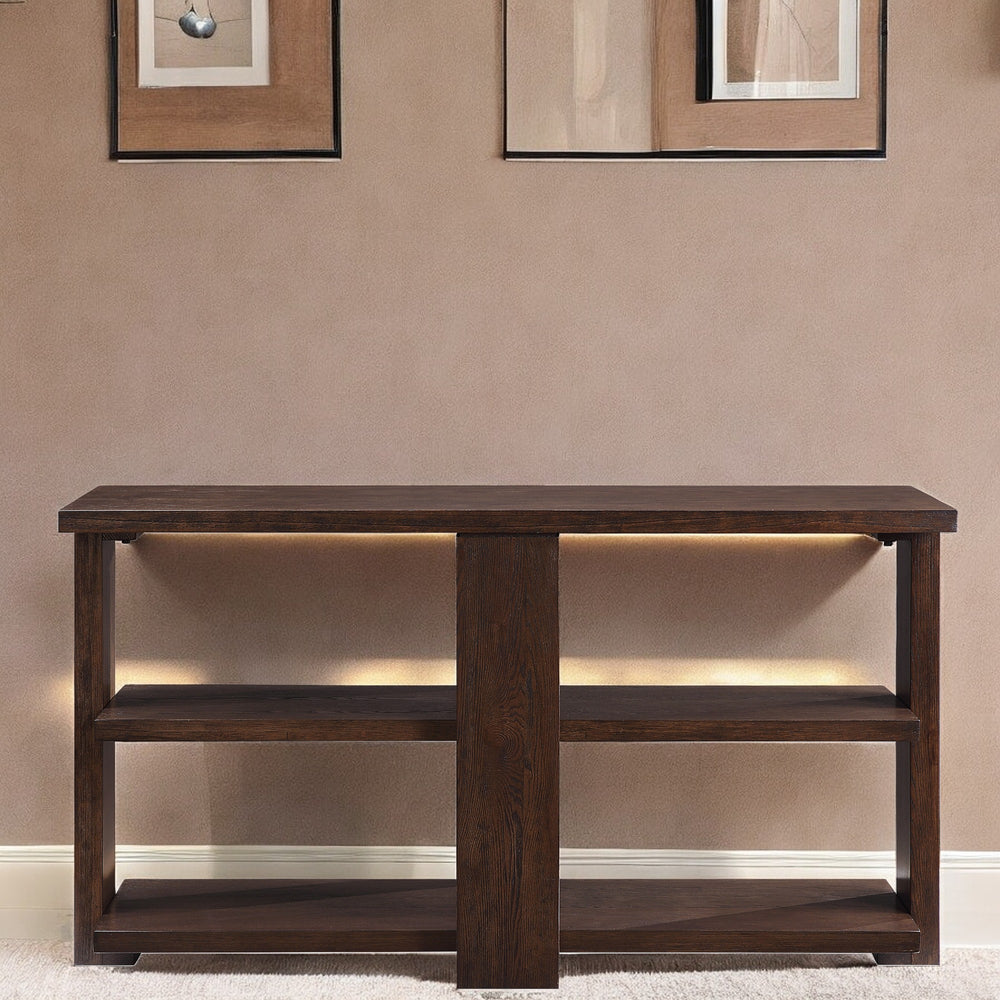 English Elm Niamey Ash Veneer Sofa Table with Open Shelves for Entryway or Living Room B2726P251271