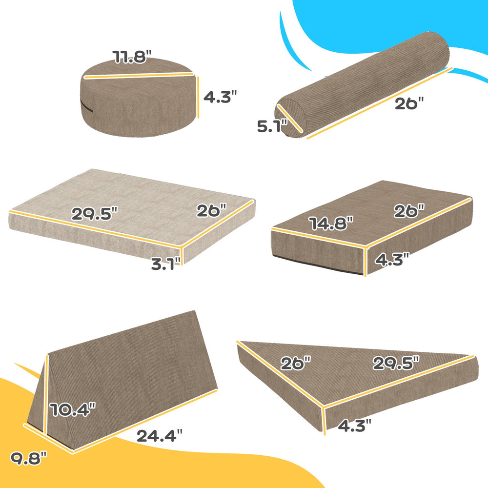 English Elm Soft Velvet Foam Climbing Block Set for Toddlers 12 Piece Playroom Builder Kit T3971P439984