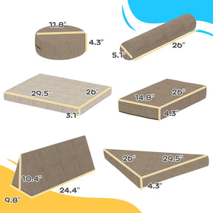 English Elm Soft Velvet Foam Climbing Block Set for Toddlers 12 Piece Playroom Builder Kit T3971P439984