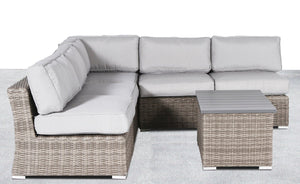 English Elm 4-Piece All-Weather Wicker Sectional Set with 5 Cushioned Seats, Reversible L-Shape & Table B120S00125