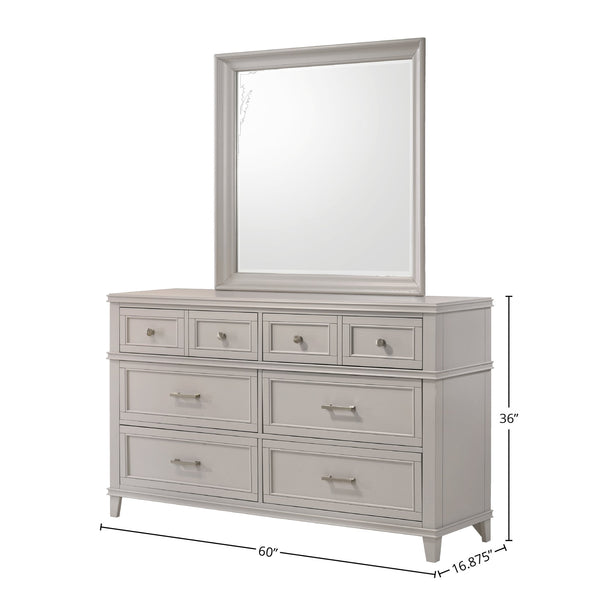 English Elm Gray Solid Wood 6-Drawer Dresser with Custom Hardware, Transitional Design, Poplar Solids, Spacious Storage B2699P236721