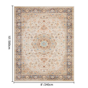 English Elm Premier Ivory Traditional Area Rug Low Pile Neutral Floor Accent for Any Room B186P479369