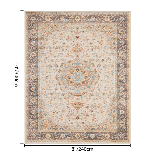 English Elm Premier Ivory Traditional Area Rug Low Pile Neutral Floor Accent for Any Room B186P479369