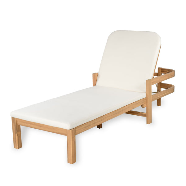 English Elm Christopher Knight Home® - Outdoor acacia chaise lounge with adjustable recline, durable hardwood frame and water‑resistant cushion comfort Cream Color,Light Teak 52.25 L x 28.5 W x 8.75 H N776P266158C