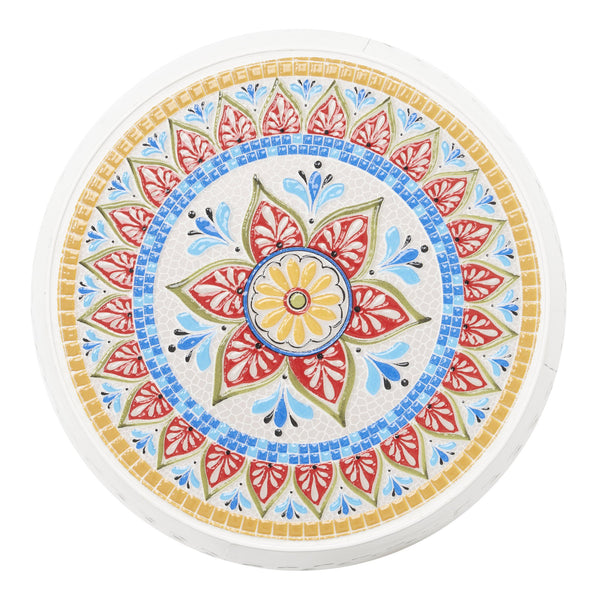 English Elm Christopher Knight Home® - Ruby 12" Mosaic Side Table - White Ceramic Tile Top With Unique Cut-Out Metal Base For Indoor/Outdoor Use N770P182376W