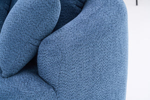 English Elm 360° Swivel Chair upholstered barrel accent chair with plush high-resilience foam and pillows for comfort Antique Blue,Blue W2231P264478