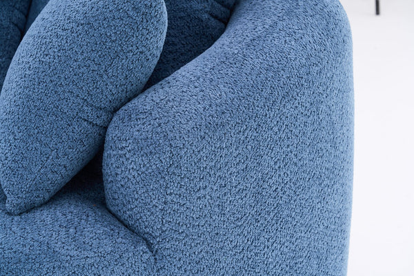 English Elm 360° Swivel Chair upholstered barrel accent chair with plush high-resilience foam and pillows for comfort Antique Blue,Blue W2231P264478