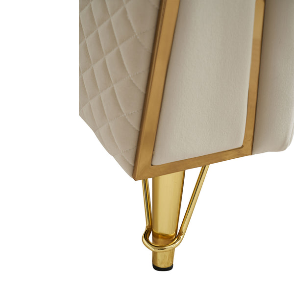 English Elm Modern Tufted Velvet Sofa with Gold Accent Frame and Flared Arms, High-Density Comfort Seating Beige W579P329996