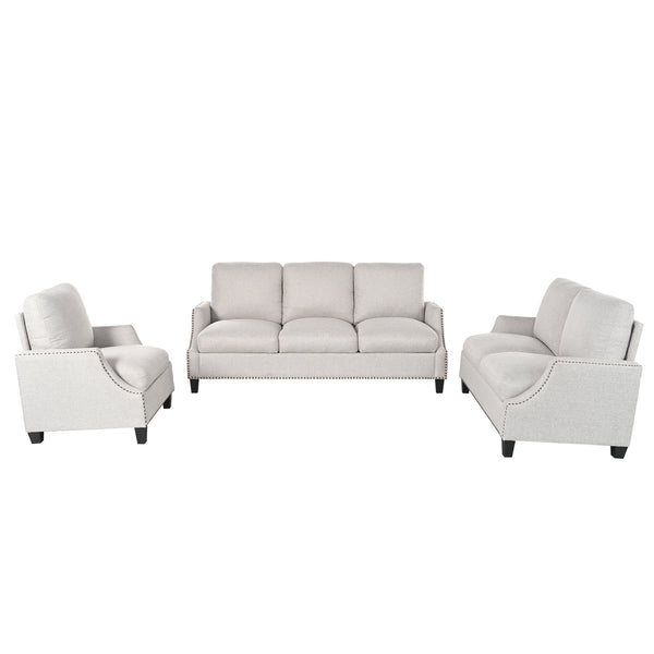 English Elm 3 Piece Living Room Sofa Sets - Modern Sectional Couch, Loveseat & Accent Chair For Cozy Spaces W680S00085
