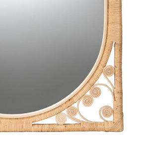 English Elm Modern Rattan Oval Wall Mirror Handcrafted Bohemian Decor for Entryways and Living Rooms B2750P420399