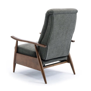 English Elm Saugus Wood Arm Push Back Recliner Charcoal - Modern Chestnut Arms, Durable Fabric, 3-Position Comfort B050P281012