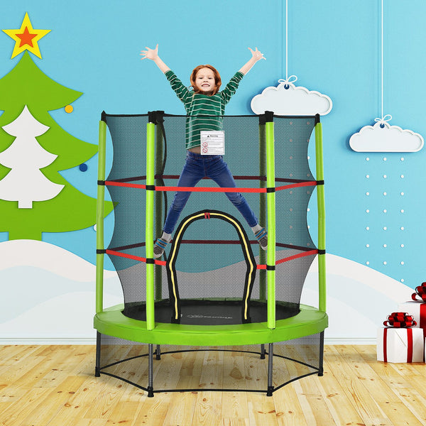 English Elm Outsunny Springless Toddler Trampoline with Enclosure Net Safe Indoor Outdoor Play W2225P217342