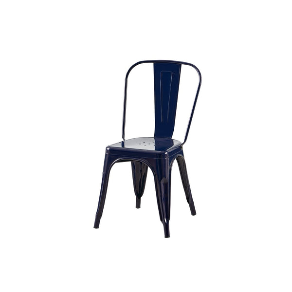 English Elm Set Of 2 Dark Blue Industrial Metal Dining Chairs - Stackable, Lightweight, Easy-Clean, Modern Design B347P383092-GIGA