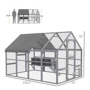 English Elm Wooden Fir Catio Outdoor Cat Enclosure with Uv Cover Platforms and Climbing Ladders T3971S00076