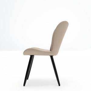 English Elm Set of 2 Armless Faux Leather Dining Chairs with Cushioned Seats and Metal Legs Cream W3316P426940