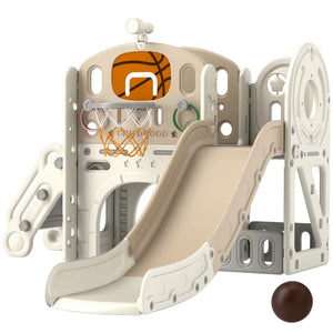English Elm Stable Toddler Playset 7 in 1 with Slide Tunnel Hoop and Ring Toss for Indoor Play T3971P438849