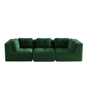 English Elm Modern Corduroy Modular Sectional Sofa Deep Seat Tufted Piping No Assembly Required Green W714S01795