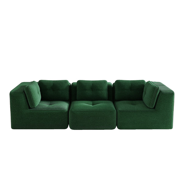 English Elm Modern Corduroy Modular Sectional Sofa Deep Seat Tufted Piping No Assembly Required Green W714S01795