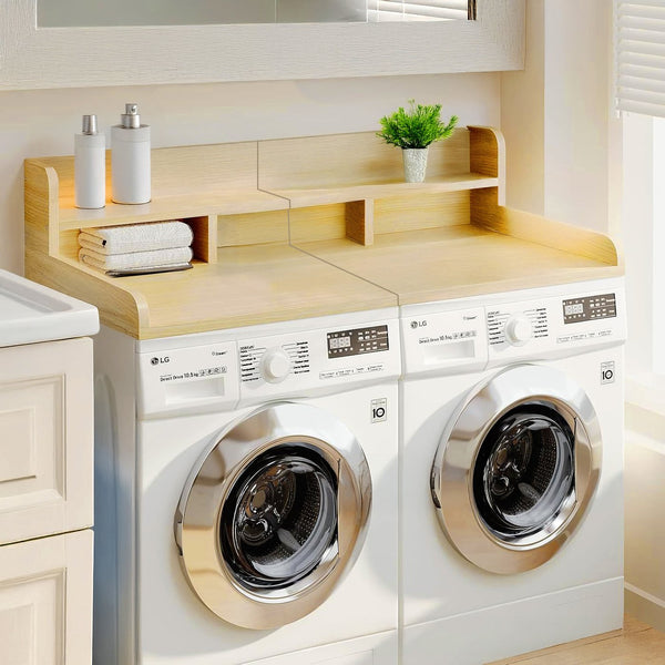 English Elm Washer Dryer Oak Wood Countertop Shelf Organizer with Raised Edge Laundry Room W2641P309102
