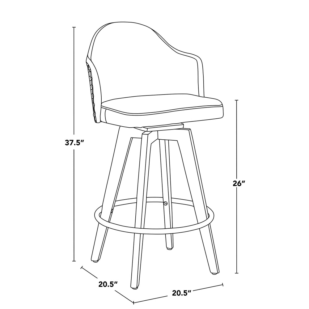English Elm Fixed-height Swivel Counter Stools with Faux Leather Seats and Chrome Footrest Set of 2 Cream B202S02147