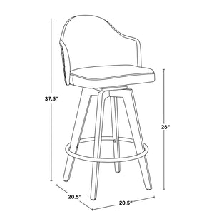 English Elm Fixed-height Swivel Counter Stools with Faux Leather Seats and Chrome Footrest Set of 2 Cream B202S02147