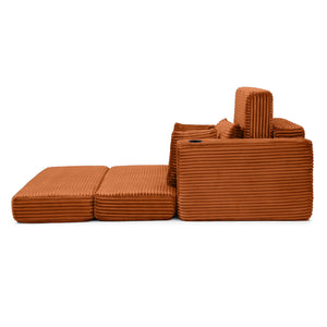 English Elm 52.4'' Boneless Foam Chaise Lounge Convertible Corduroy Sofa Bed for Living Room Orange W1117P410672