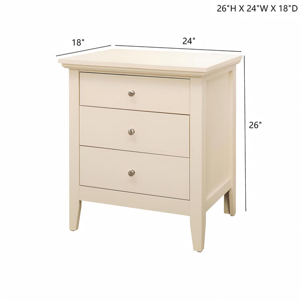 English Elm Charming three-drawer nightstand with storage—durable particleboard, compact 26"H x 24"W x 18"D bedside solution Beige 30 L x 26 W x 20 H B078108330